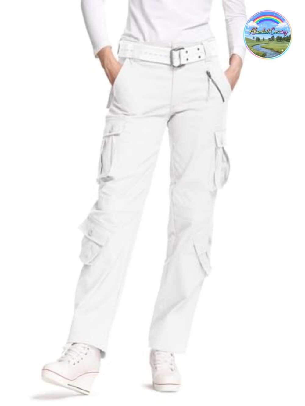 Women's Stretch Cotton Cargo Pants Relaxed Fit 8 Pockets Tactical